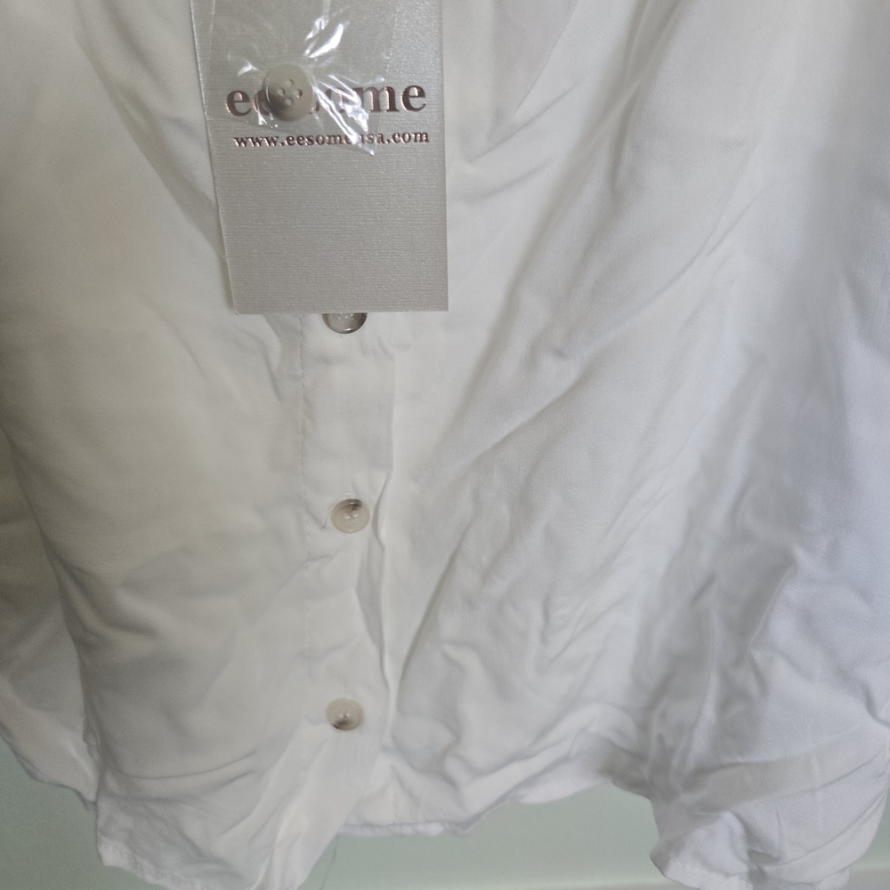 eesome White Ruffle-Strap Button Front Tank - Picture 3 of 3
